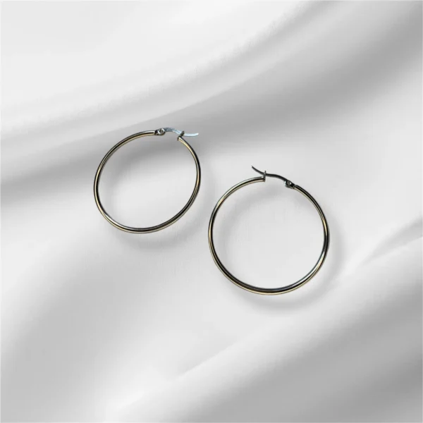 Stainless Steel Hoop Earrings - In Gold and Silver - Image 4